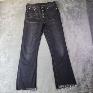 J.Crew Billie Demi Boot Crop Jeans Faded Black Button Fly Raw Hem 25 J6329